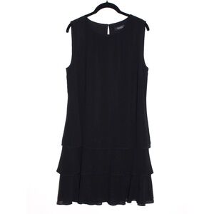 Lauren Ralph Lauren Crinkle Georgette Shift Dress in Black